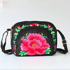 Women's Embroidered Bag, Double-sided Embroidered Canvas Coin Purse,